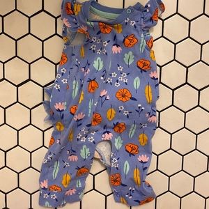 Newborn Baby girl floral romper with ruffle butt.